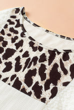 Load image into Gallery viewer, White Leopard Patch Puff Sleeve Textured Blouse
