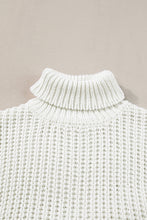 Load image into Gallery viewer, Turtleneck Sweater Vest | White Knitted Slit Hem Sweater
