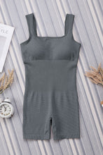 Load image into Gallery viewer, Gray Ribbed Square Neck Padded Sports Romper | Activewear/Yoga Jumpsuits
