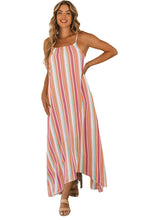 Load image into Gallery viewer, Bohemian Striped Print Sleeveless Holiday Maxi Dress
