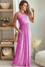 Load image into Gallery viewer, Womens Maxi Dress | Rose Leopard Print Pocketed Sleeveless Maxi Dress | Dresses/Maxi Dresses
