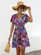 Load image into Gallery viewer, Mini Dress | Printed Surplice Tie Waist Dress
