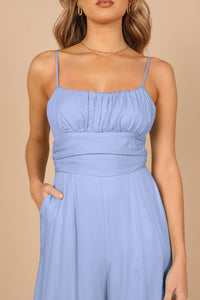 Jumpsuit | Sky Blue Spaghetti Straps Backless Knot Wide-Leg