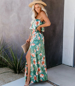 Womens Dress | Slit Tropical Sleeveless Tube Dress | Dresses/Maxi Dresses