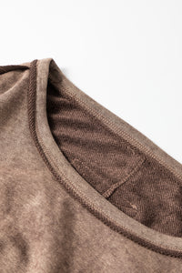 Brown Exposed Seam Thumbhole Drop Shoulder Loose Sweatshirt | Tops/Sweatshirts & Hoodies