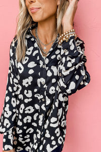 Black Leopard Print Tunic Shirt | Tops/Blouses & Shirts