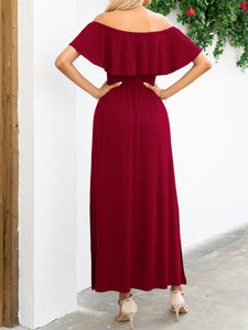 Maxi Dress | Off-Shoulder Slit Long Dress