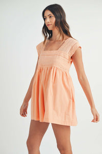 Romper | Square Neck Lace Trim Romper