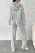 Load image into Gallery viewer, Wide Leg Pants Set | Gray Ribbed Knit Slouchy Hoodie
