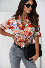 Load image into Gallery viewer, Multicolor Floral Print Bracelet Sleeve Shirt
