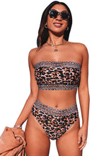 Load image into Gallery viewer, Leopard Print Bandeau Webbing High Waist Sexy Bikini Swimsuit | Swimwear/Bikinis
