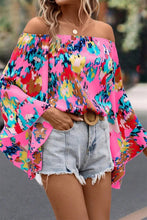 Load image into Gallery viewer, Rose Abstract Floral Print Off-shoulder Bell Sleeve Blouse | Tops/Blouses &amp; Shirts
