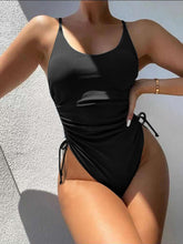 Load image into Gallery viewer, Drawstring Scoop Neck Sleeveless One-Piece Swimwear | Swimwear/Bikinis
