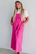 Load image into Gallery viewer, Wide Leg Overalls | Strawberry Pink Wide Straps Smocked Detail
