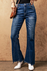 Sky Blue Medium Wash High Rise Flare Jeans | Bottoms/Jeans