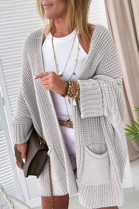 Khaki Oversized Fold Over Sleeve Sweater Cardigan | Tops/Sweaters & Cardigans