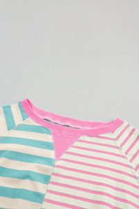 Contrast T-Shirt | Stripes Round Neck Half Sleeve Top