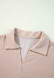 Texture Collared Neck Blouse