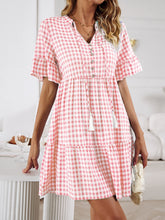 Load image into Gallery viewer, Mini Dress | Plaid Flounce Sleeve Buttoned
