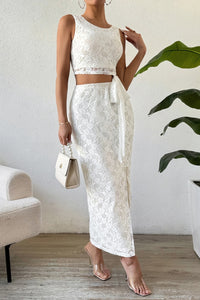 Top Skirt Set | Lace Round Neck Top & Skirt