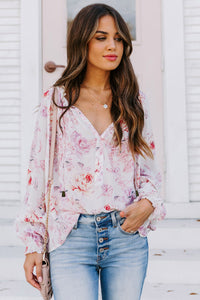 Multicolour Vibrant Floral Printed Ruffle Trim Blouse | Tops/Blouses & Shirts