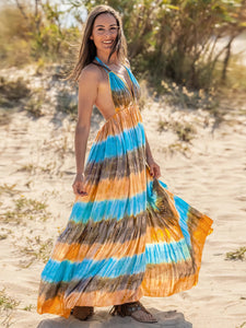 Womens Tie-Dye Dress | Tie-Dye Halter Neck Sleeveless Dress | Dresses/Maxi Dresses