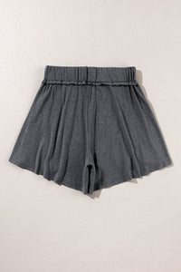 Summer Culotte Shorts | Gray Elastic Waist Culotte Shorts