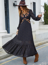 Load image into Gallery viewer, Long Sleeve Dress | Embroidered V-Neck Dress
