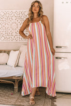 Load image into Gallery viewer, Bohemian Striped Print Sleeveless Holiday Maxi Dress
