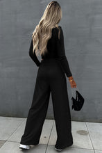 Load image into Gallery viewer, Crop Pants Set | Two-Piece Black Crop Top and Wide Leg Pants
