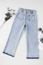 Load image into Gallery viewer, Beau Blue Acid Wash Contrast Edge Pocketed Cropped Jeans | Bottoms/Jeans
