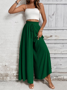 Wide Leg Pants | Tied High Waist Wide Leg Pants