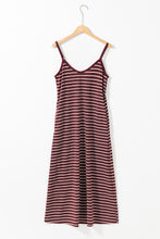 Load image into Gallery viewer, Maxi Dress | Red Stripe Side Pockets Spaghetti Straps Dress
