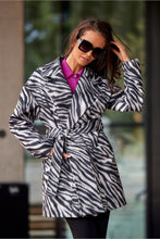 Load image into Gallery viewer, Zebra Print Italian Coat Wide Belt
