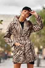 Load image into Gallery viewer, Zebra Print Italian Coat Wide Belt
