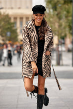 Load image into Gallery viewer, Zebra Print Italian Coat Wide Belt
