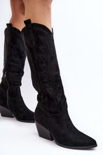 Load image into Gallery viewer, Slip On Black Knee Boots | Slip On Zipper Style
