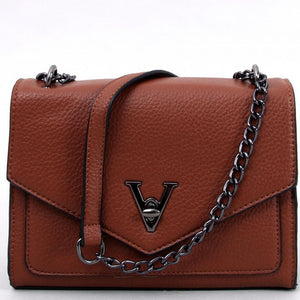 Chain Strap Leather Messenger Bag