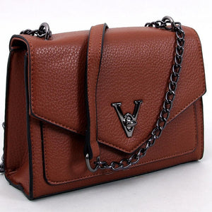 Chain Strap Leather Messenger Bag