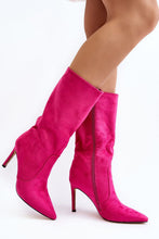 Load image into Gallery viewer, Hot Pink Suede Boots | Stiletto Heels
