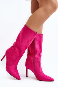 Hot Pink Suede Boots | Stiletto Heels