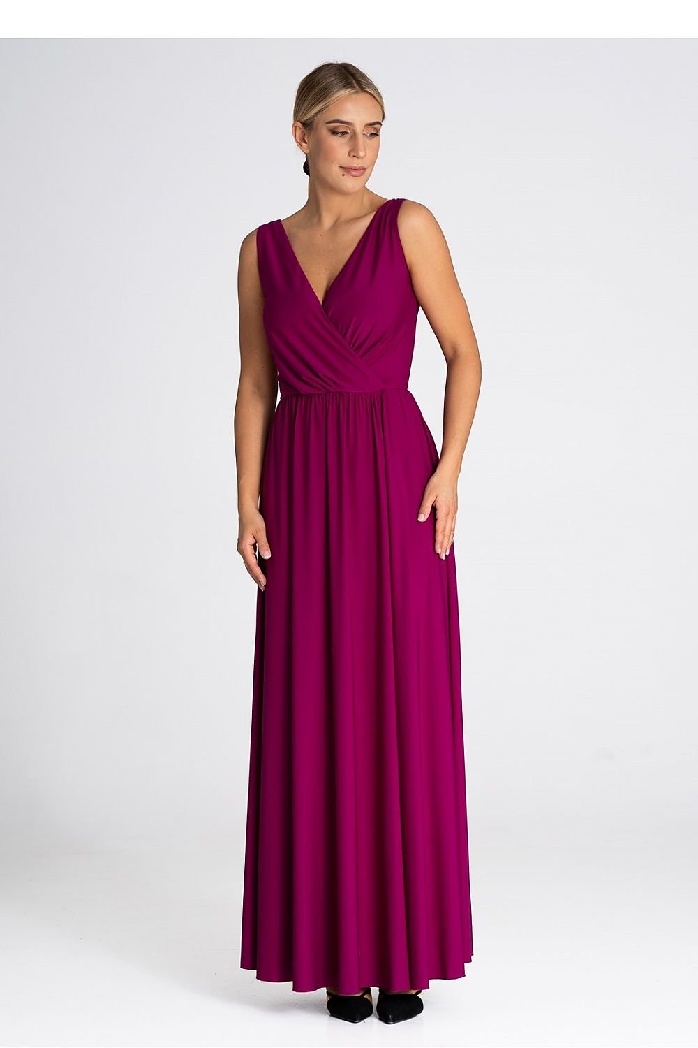 V Neck Maxi Dress | Front Slit Long Dress