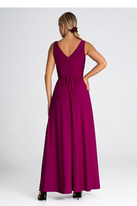 V Neck Maxi Dress | Front Slit Long Dress