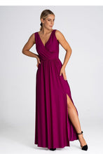 Load image into Gallery viewer, V Neck Maxi Dress | Front Slit Long Dress
