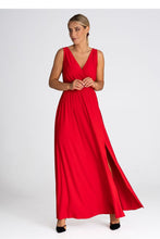 Load image into Gallery viewer, V Neck Maxi Dress | Front Slit Long Dress
