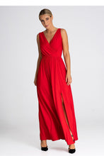 Load image into Gallery viewer, V Neck Maxi Dress | Front Slit Long Dress
