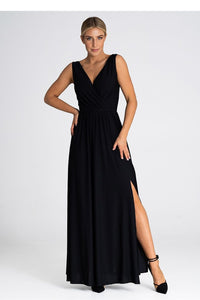 V Neck Maxi Dress | Front Slit Long Dress