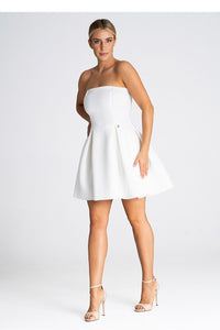 Strapless Pleated Cocktail Dress with Zipper Back