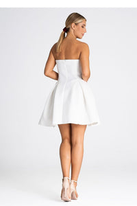 Strapless Pleated Cocktail Dress with Zipper Back