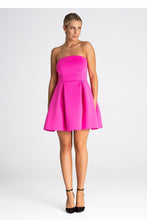 Load image into Gallery viewer, Strapless Pleated Cocktail Dress with Zipper Back
